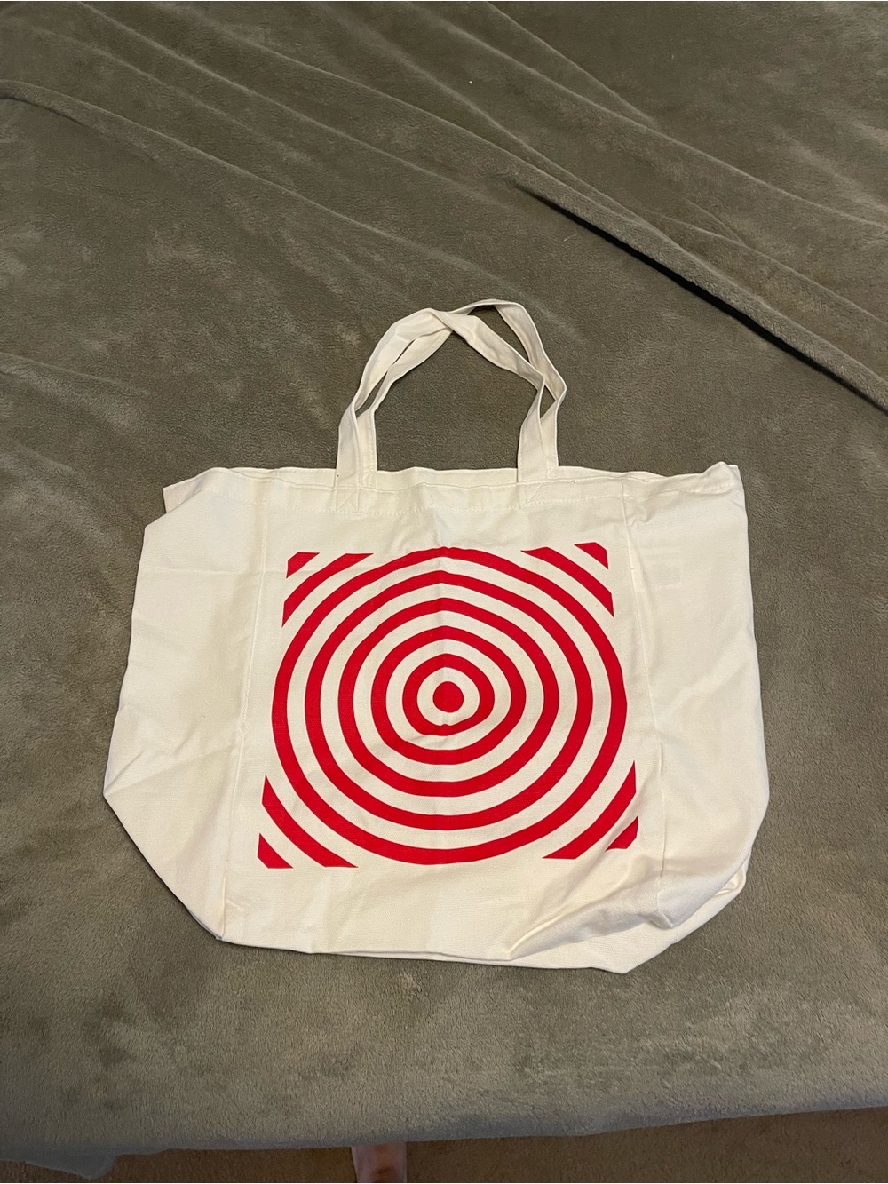 Target - White Canvas Tote Bag with Red Target Print